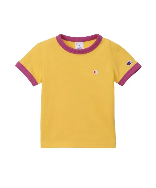 Детская футболка Champion RINGER SHORT SLEEVE светло-жёлтого цвета