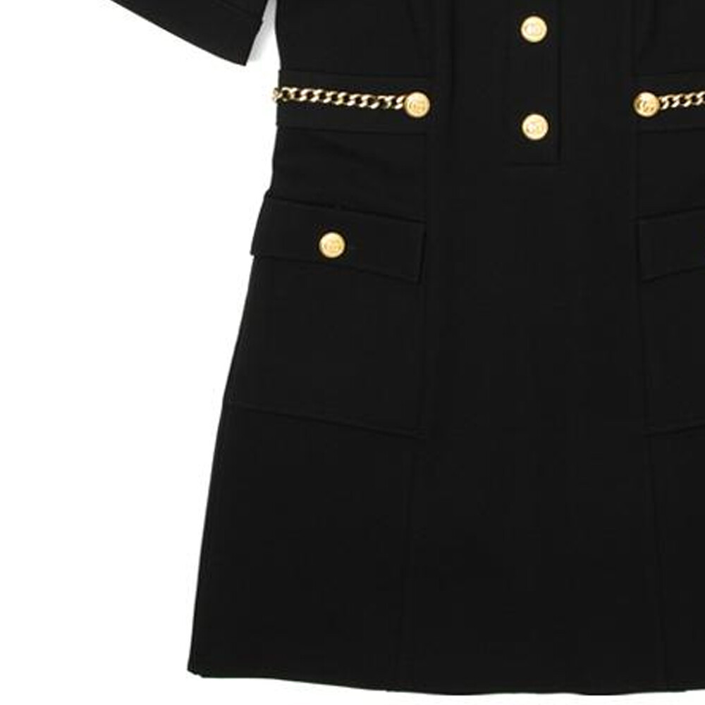 Платье GUCCI женское с шортами и рукавами, классический стиль, черный — фото 4