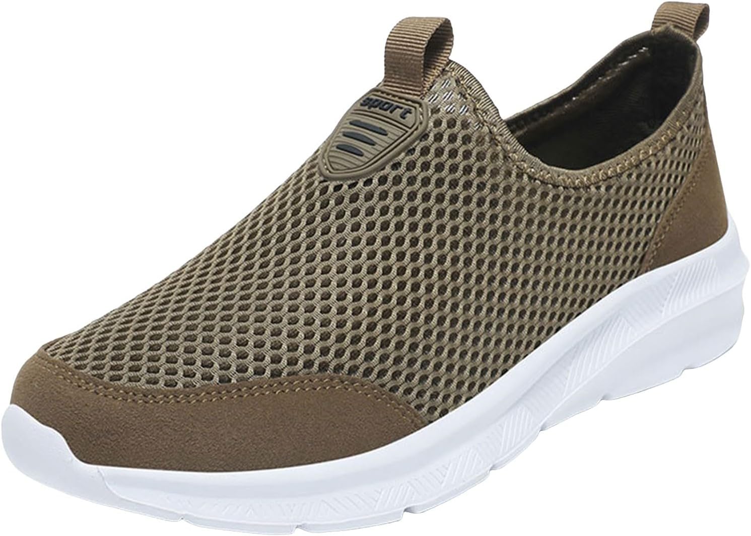 

Мужские нескользящие прогулочные кроссовки, удобные слипоны, дышащие с сеткой, повседневные, с мягкой подошвой, спортивная обувь Iwihmiv, хаки