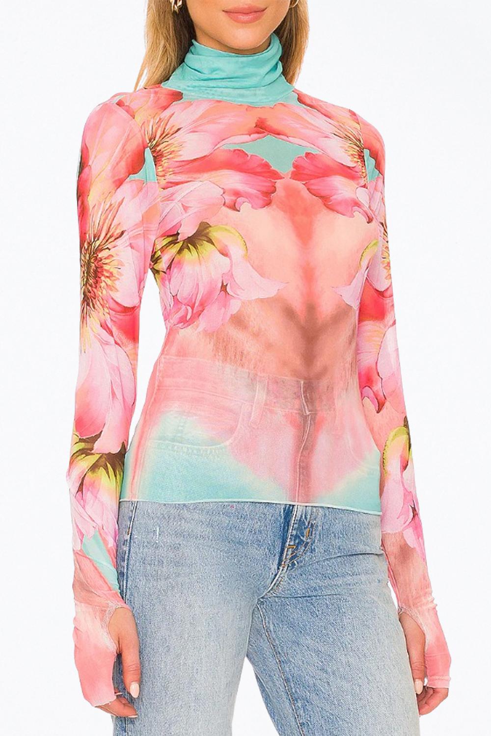 

Верхняя водолазка Zadie Power Mesh в кораллово-нарциссовом цвете AFRM