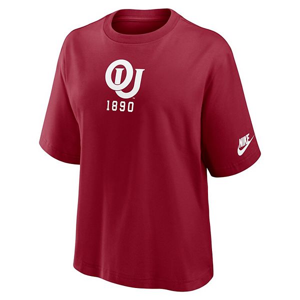 Женская футболка Oklahoma Sooners Boxy Legacy Established малинового цвета Nike — фото 3