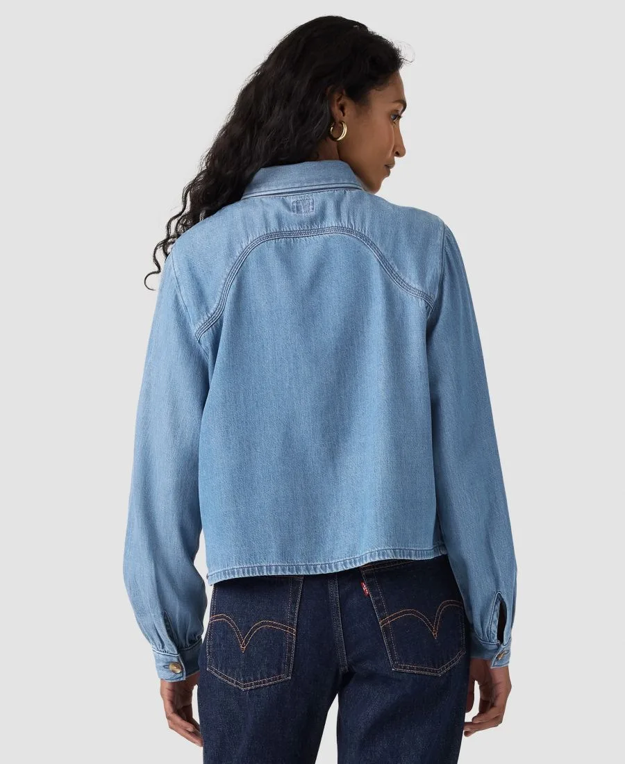 Женский укороченный топ с длинными рукавами в стиле милитари Levi's, poolside синий — фото 2