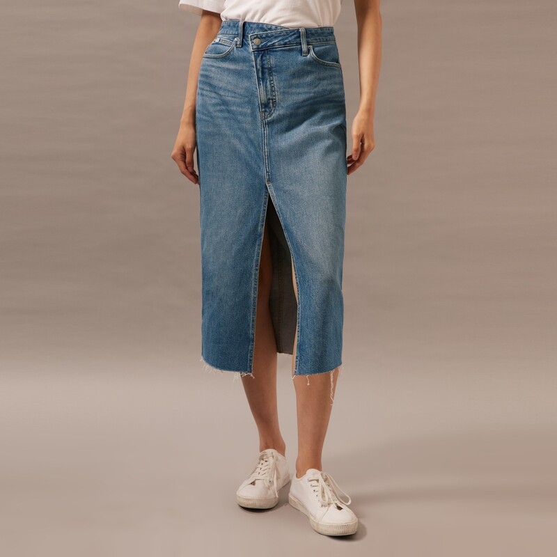 

Юбка джинсовая Calvin Klein Jeans с угловым разрезом на талии, синий