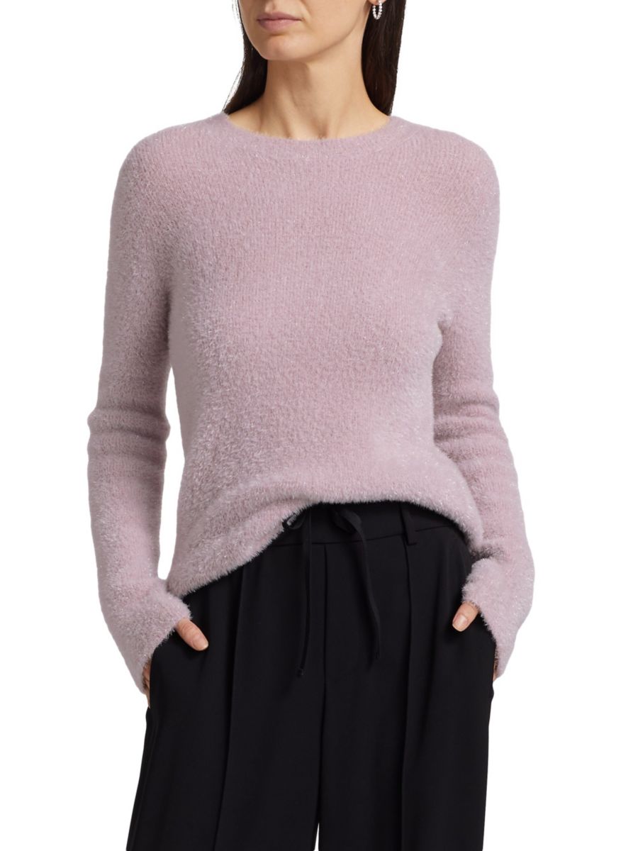 

Вязаный свитер с металлическим принтом Vince, цвет Orchid Stone Metallic