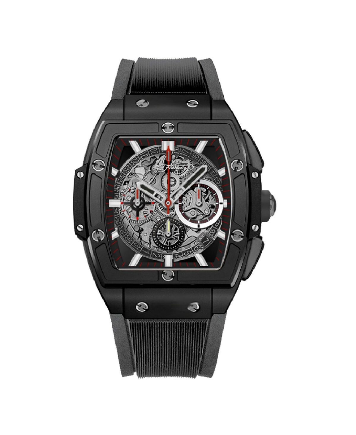 

Мужские часы с черным текстурированным силиконовым ремешком, 48 мм Ed Hardy