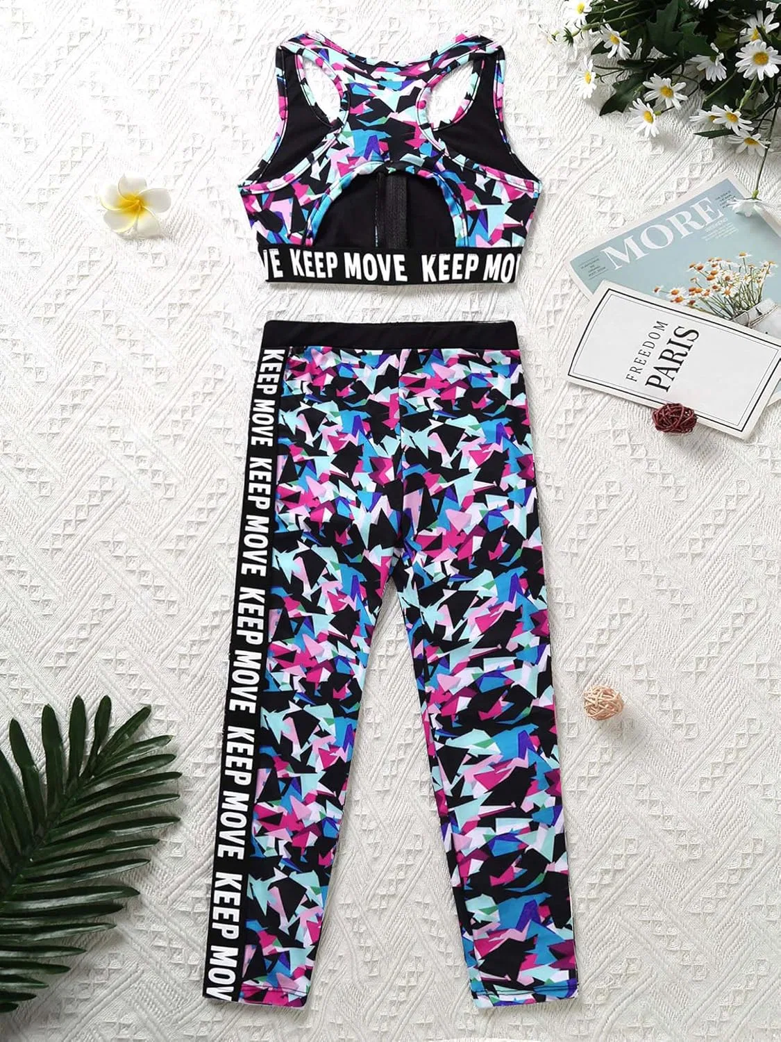 Детский спортивный костюм из топа и леггинсов Moggemol, 2 предмета, Zipper-colorful — фото 4