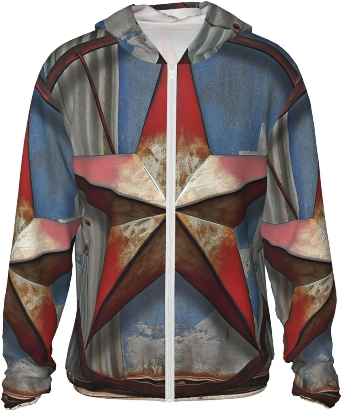 

American Wastern Texas Star Unisex солнцезащитный худи UPF 50+ с длинным рукавом BSCKKDMN