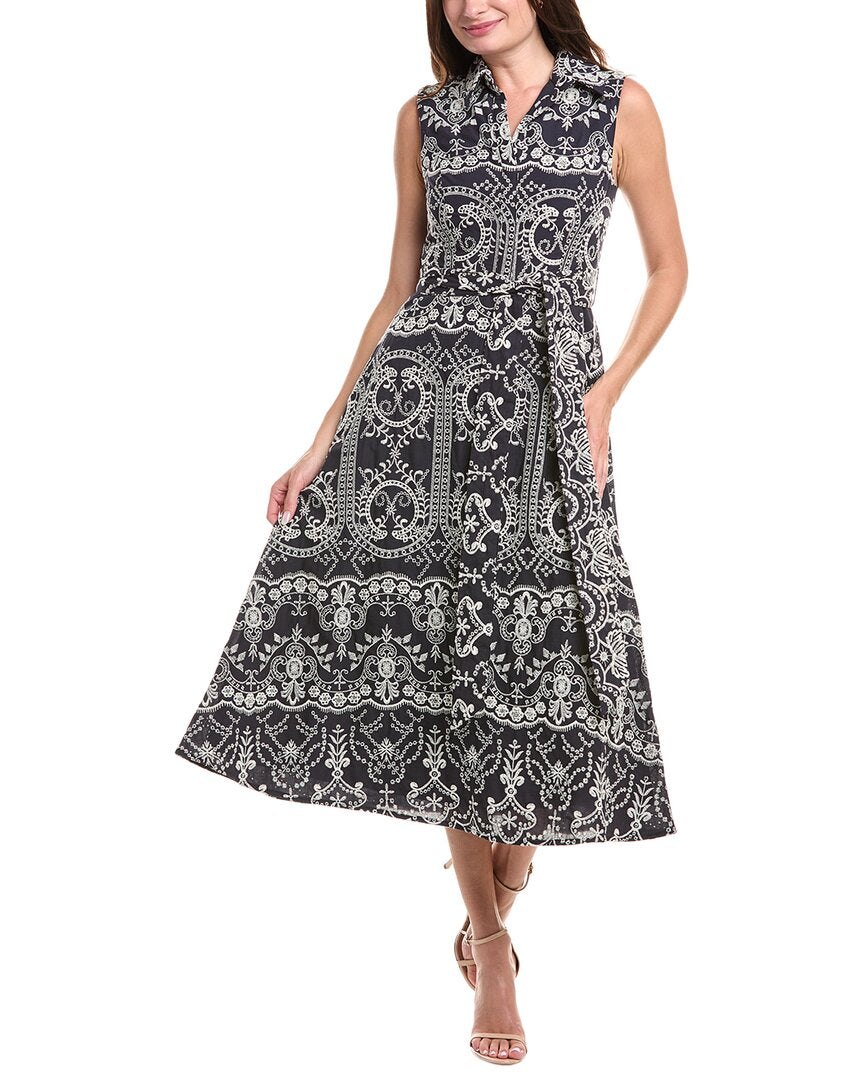 

Бадгли Мишка Вышитое платье миди Badgley Mischka, синий