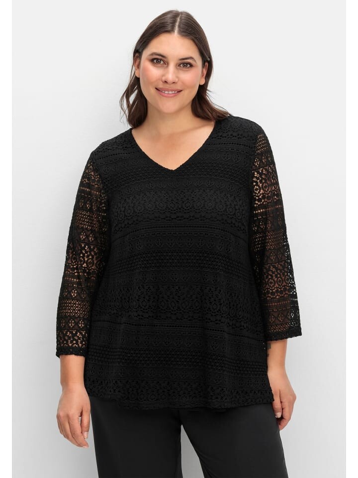 

Футболка sheego Spitzenshirt, черный