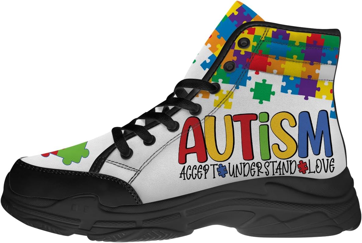 

Высокие кеды для женщин с аутизмом, кроссовки на платформе с шнуровкой, подарки для нее и для него Generic, 3105 Multicolor