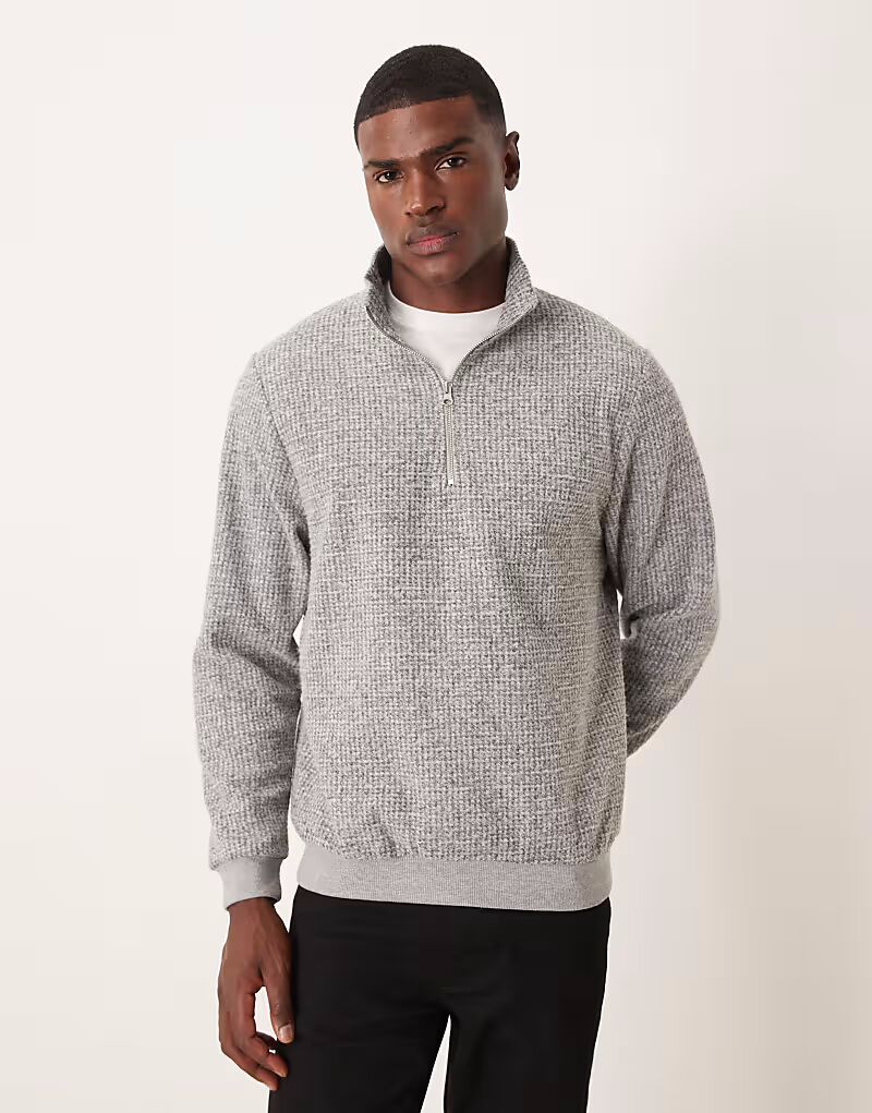 

Джемпер с четвертной молнией и шерстяной смесью серого цвета Asos Design