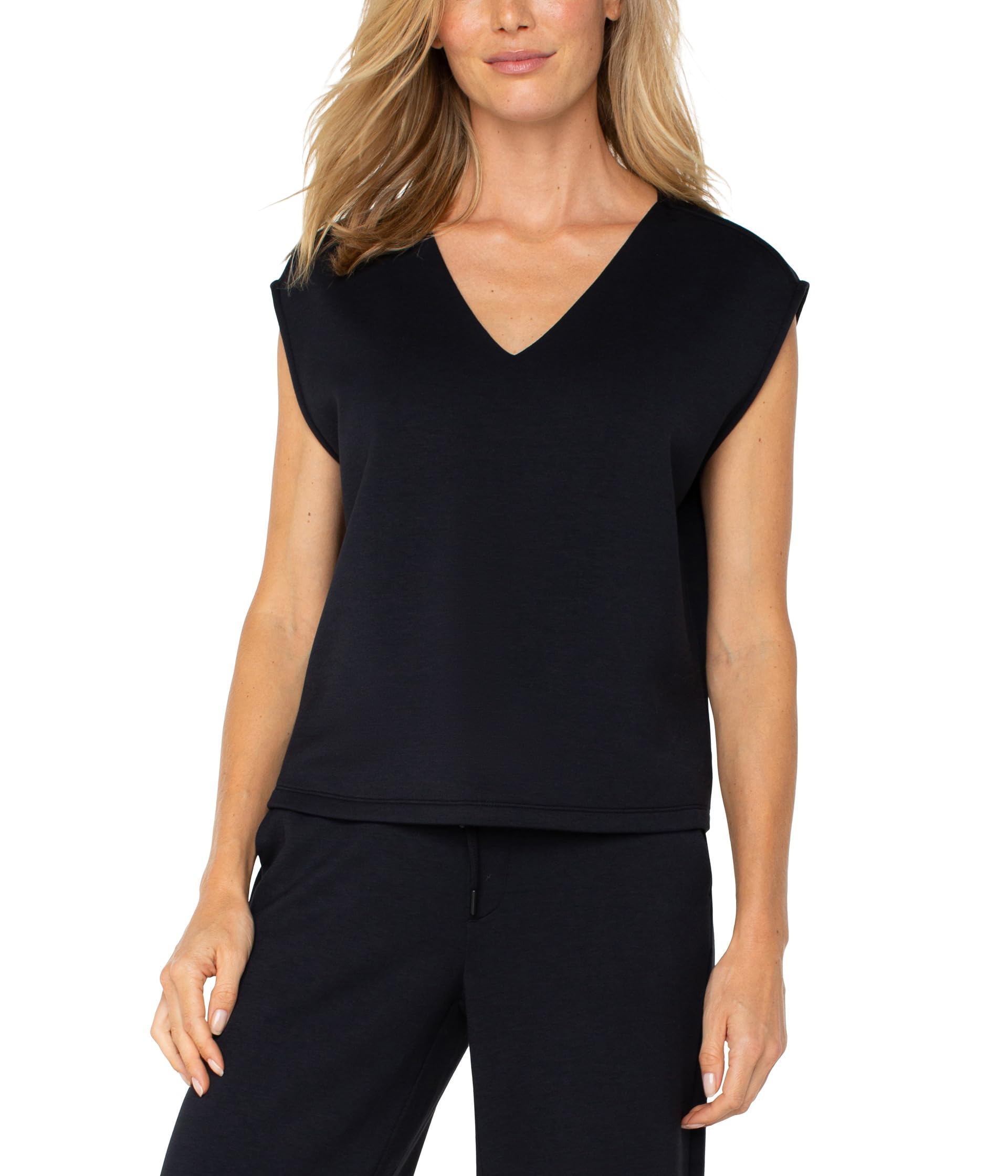 

Топ Liverpool Los Angeles Plush Comfort Knit Dolman Sleeve V-Neck Top, черный