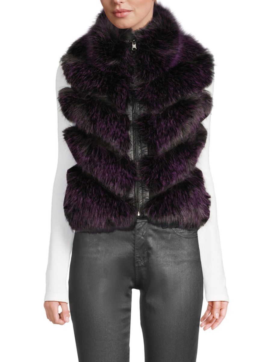 

Двусторонний стеганый жилет из искусственного меха JS Boutique, цвет Purpleblack