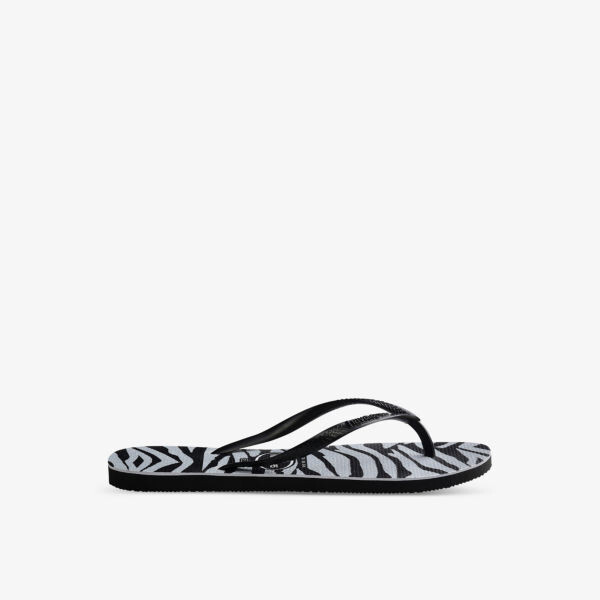 Тонкие резиновые шлепанцы с принтом «зебра» Havaianas, черный