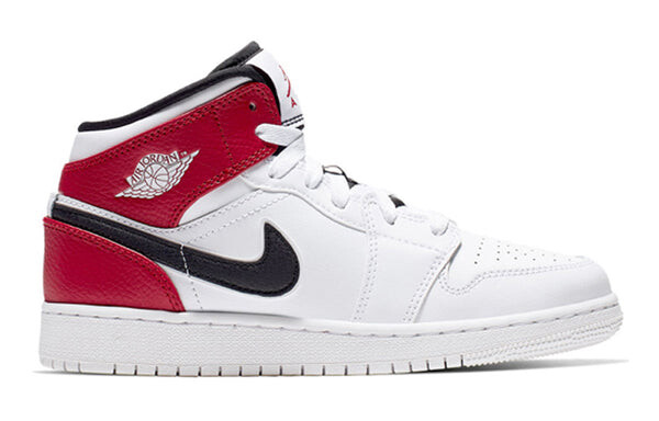Кроссовки 1 mid 'white black gym red' Air Jordan, белый — фото 2