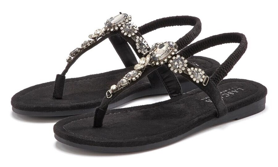 Сандалии с т-образным ремешком LASCANA T-Bar Sandals, черный — фото 3
