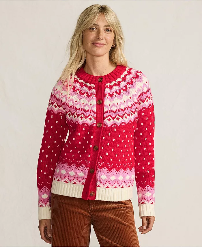 

Женский кардиган Lofty Birdseye Fair Isle Lands' End, красный