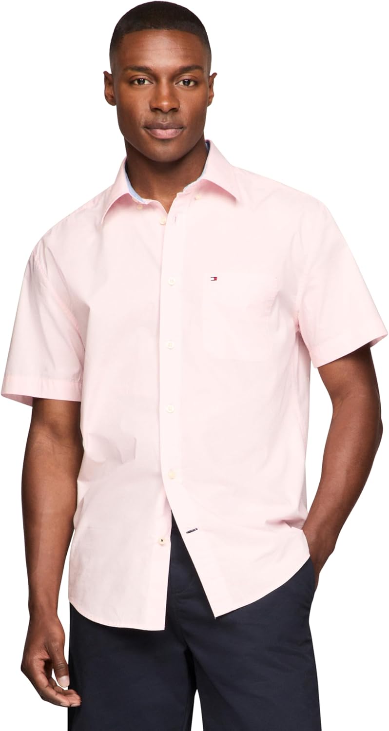 

Мужская рубашка Tommy Hilfiger с коротким рукавом и застежкой на пуговицы, Precious Pink