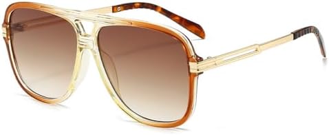 

Солнцезащитные очки в стиле ретро 2027 года с прозрачным градиентом, защитой от УФ-излучения UV400, для мужчин, с заклепками, с двойной перемычкой, для женщин MTZJH, 4