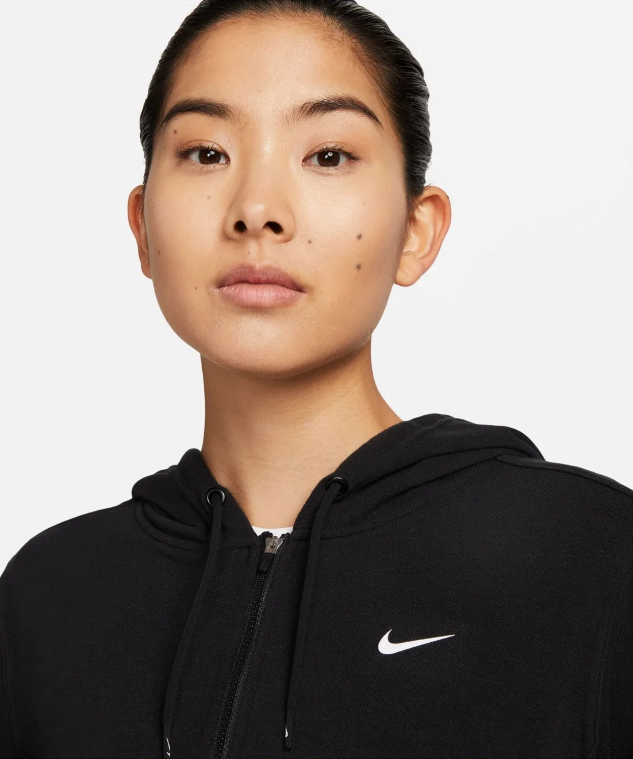 Женская флисовая кофта Nike One Dri-FIT с капюшоном, чёрная — фото 4