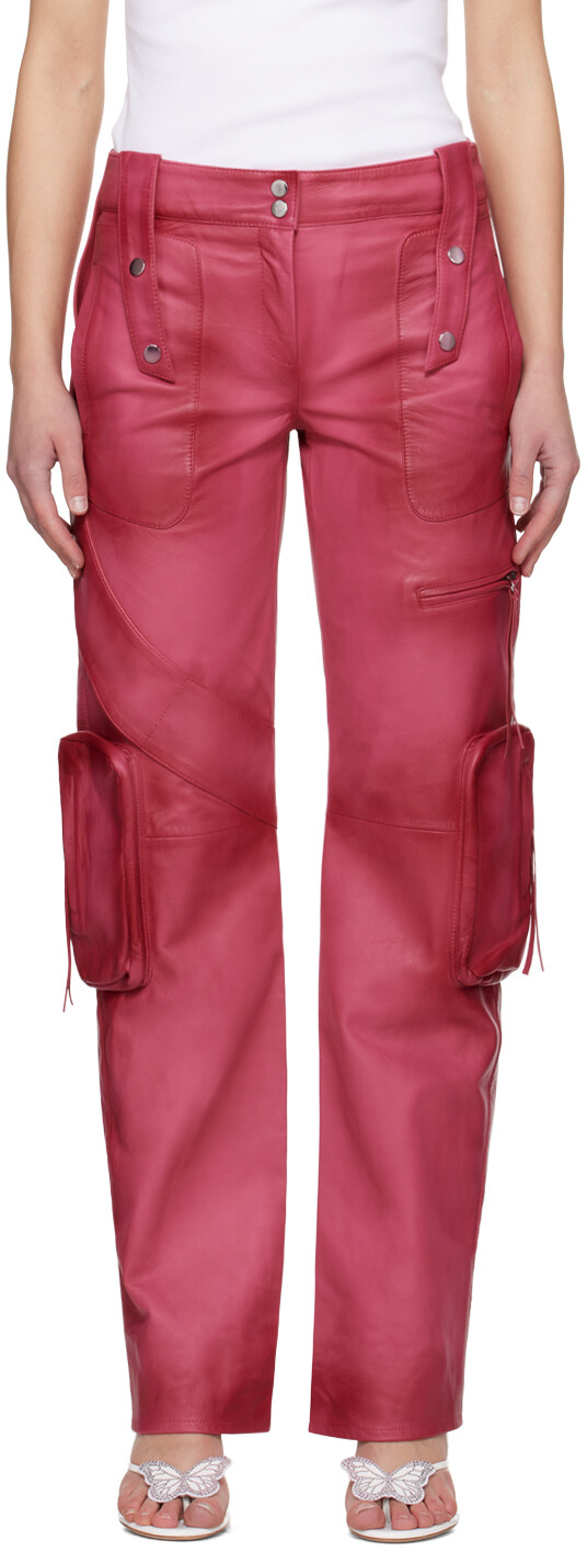 

Розовые кожаные брюки карго со спиральным узором Blumarine