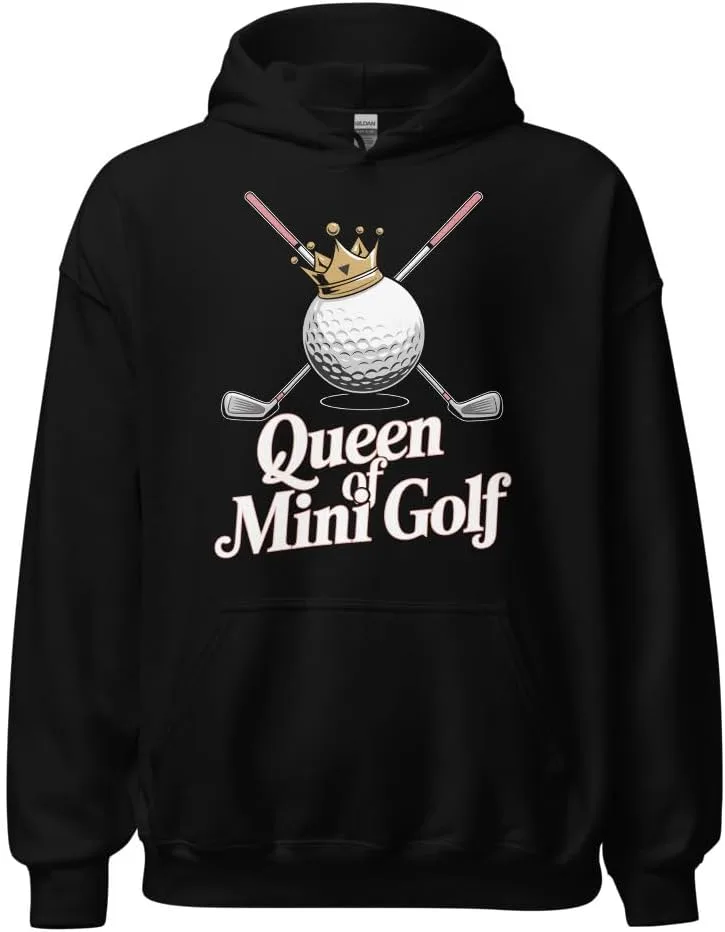 Толстовка с капюшоном Miniature Golfer для женщин и девочек, унисекс, Queen of Mini Golf Generic, черный