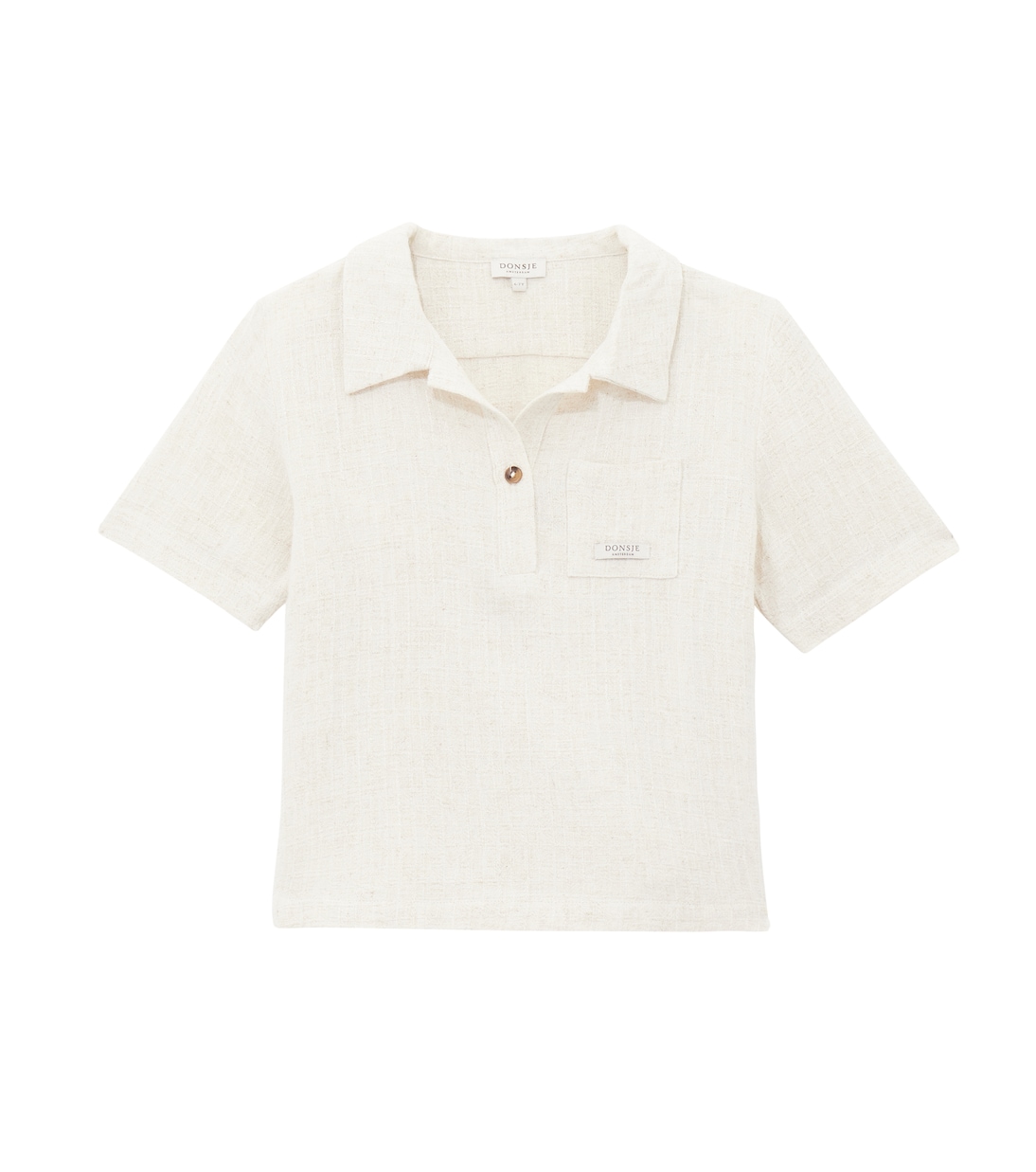 

Футболка-поло из льна и хлопка Fortt Donsje, Warm White Melange