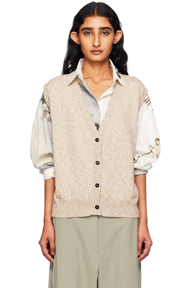 

Вязаный жилет из меланжевого хлопка Cardigan Cordera, цвет natural