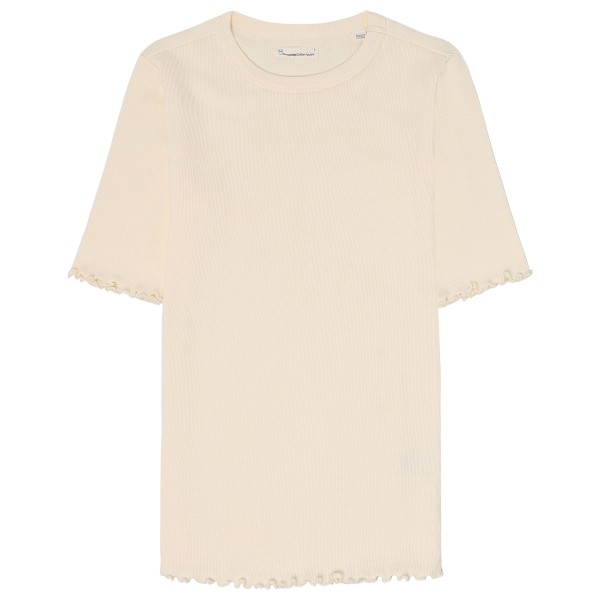 

Женская футболка с ребристым краем и оборками Knowledgecotton Apparel, Egret