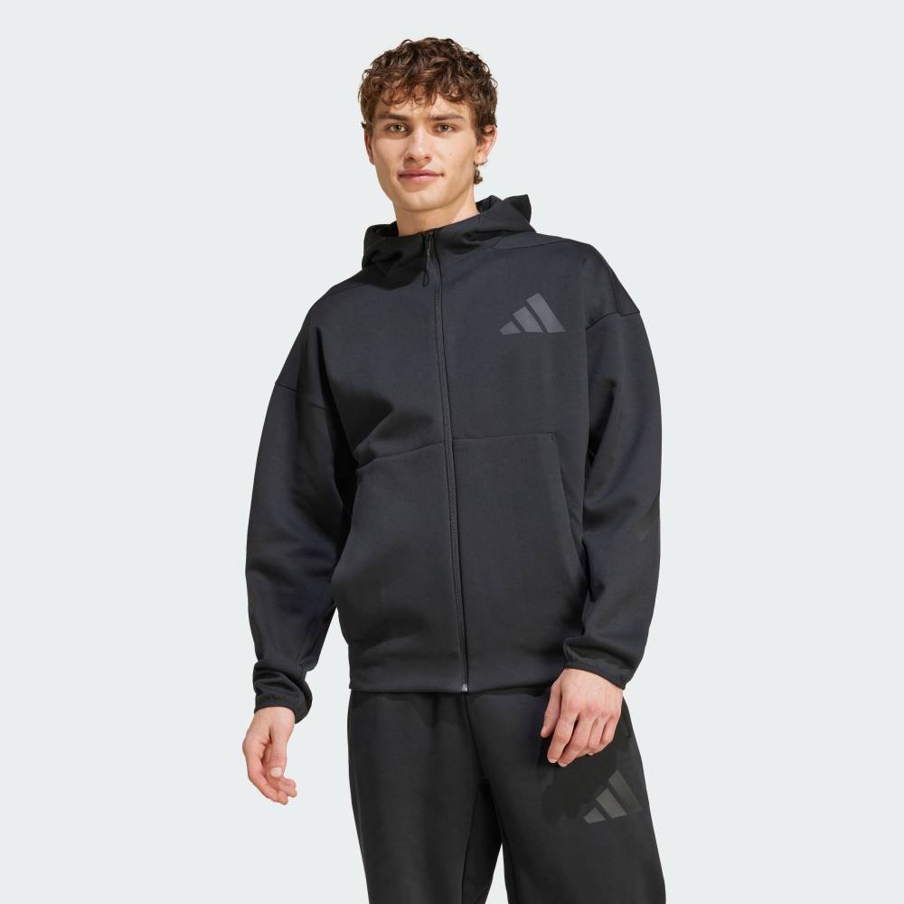 Спортивная куртка ZNE на молнии с капюшоном Adidas, black