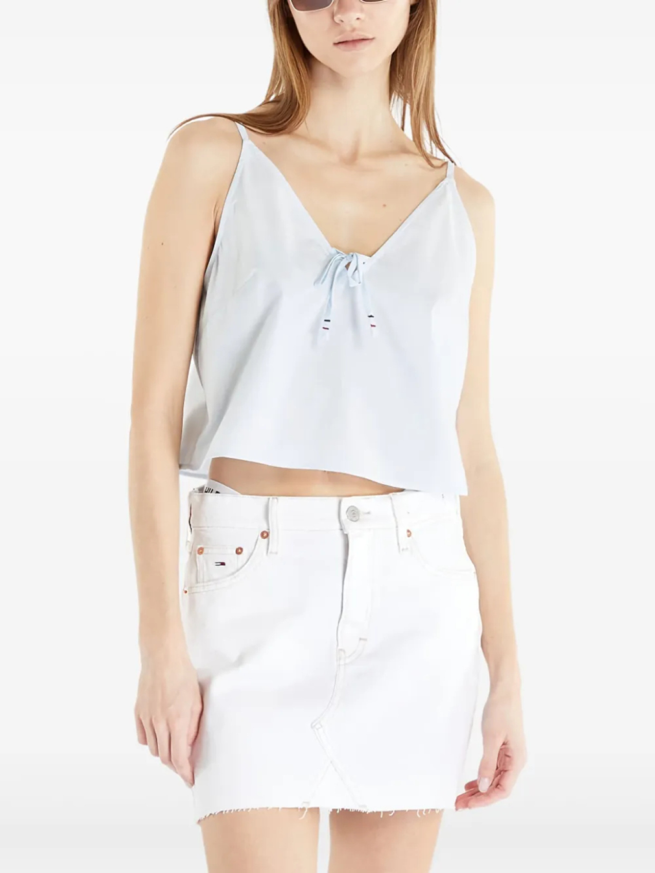 

Укороченный топ с завязками спереди Tommy Jeans, синий