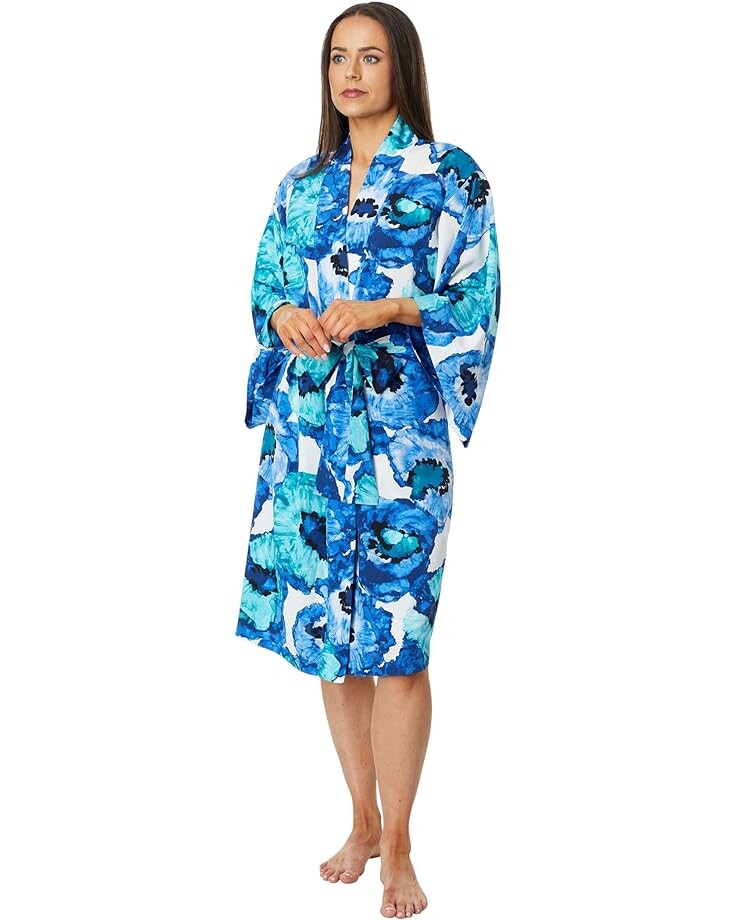 

Халат Natori Poppy Satin Robe, цвет Blue Combo