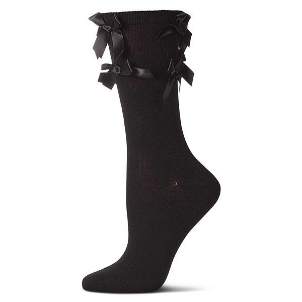 

Женский хлопковый носок с несколькими вязаными бантами Memoi, Black