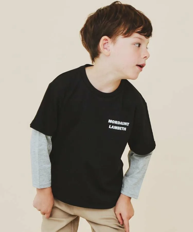Длинная футболка с многослойной джинсовой аппликацией THE SHOP TK, Black (019)