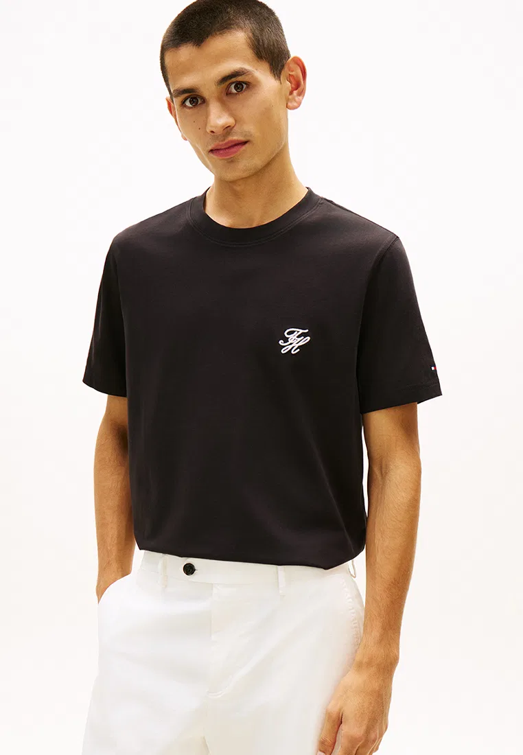 Футболка с вышивкой логотипа, короткий рукав, TH Mainline Tommy Hilfiger, черный