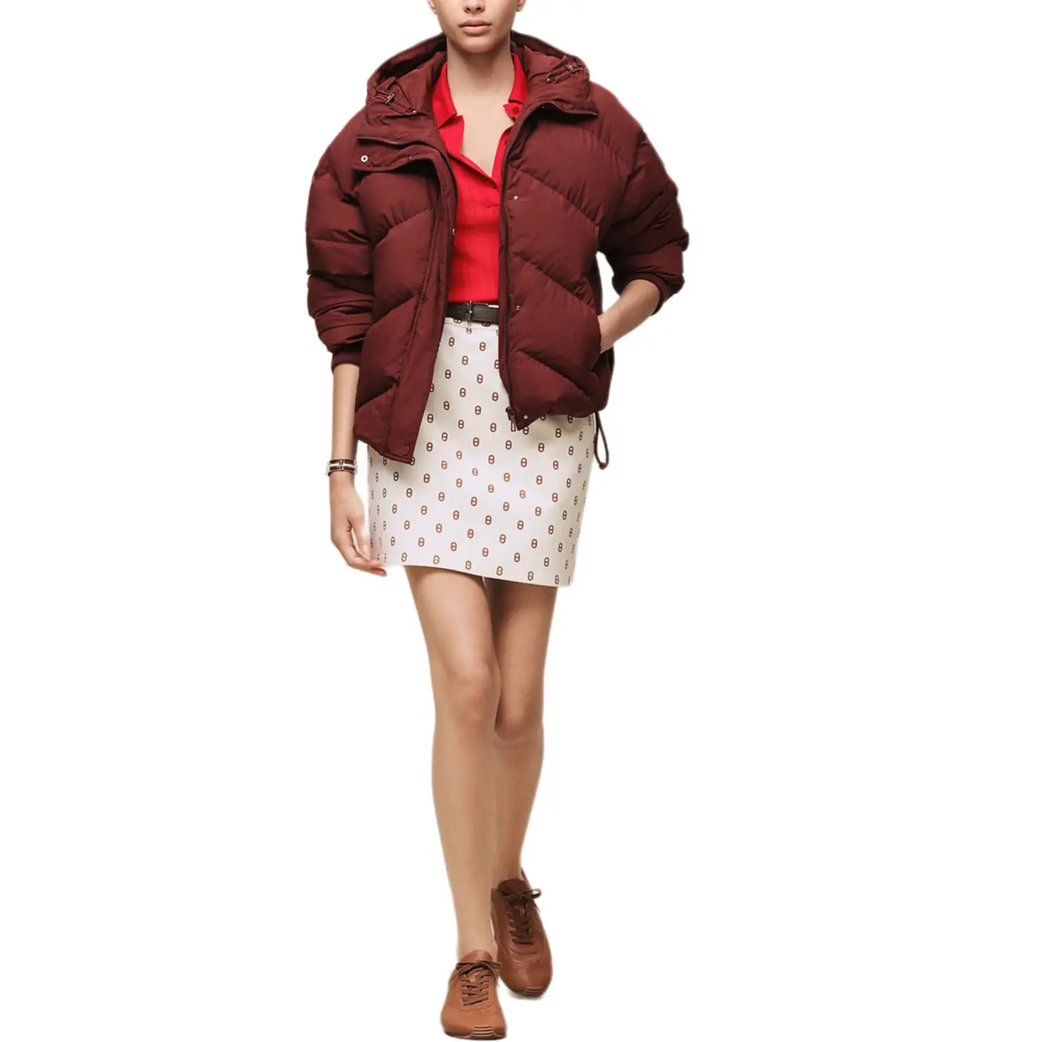 

Пуховая куртка SS26 для женщин Hermes, красный