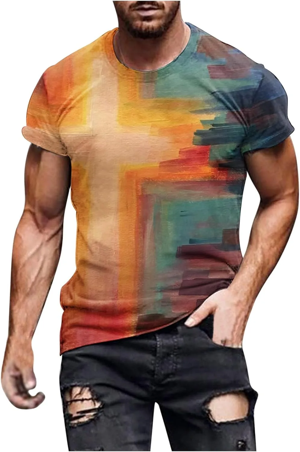 

Футболка с 3D принтом "Иисус на кресте" QUNPIU