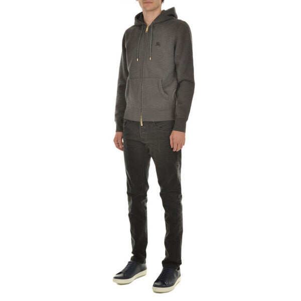 Куртка Burberry Logo Embroidery Cotton Zipper Jacket Coat Male Grey, серый — фото 4