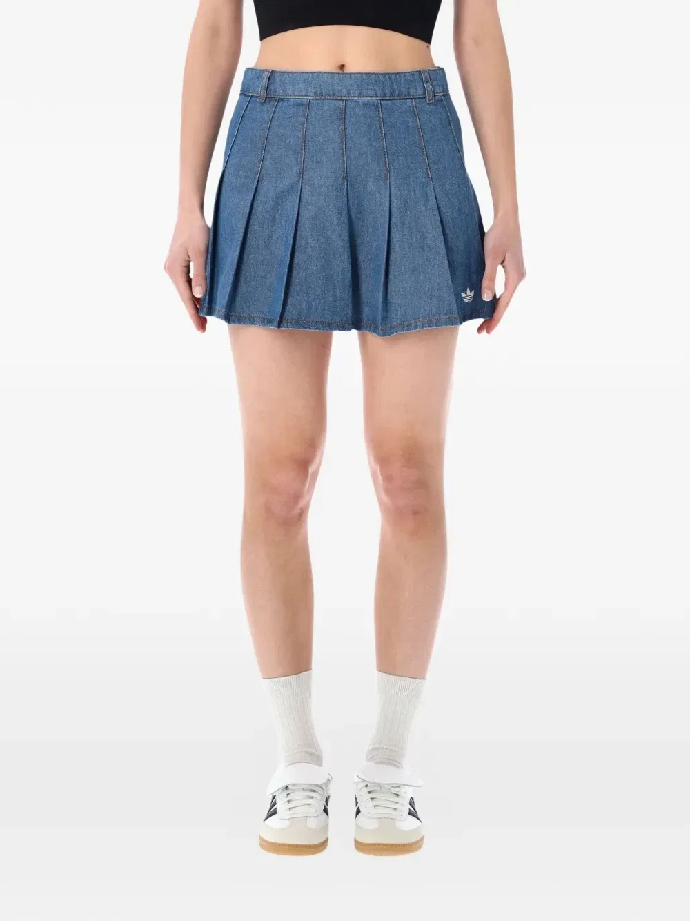 Юбка из плиссированного денима adidas, синий
