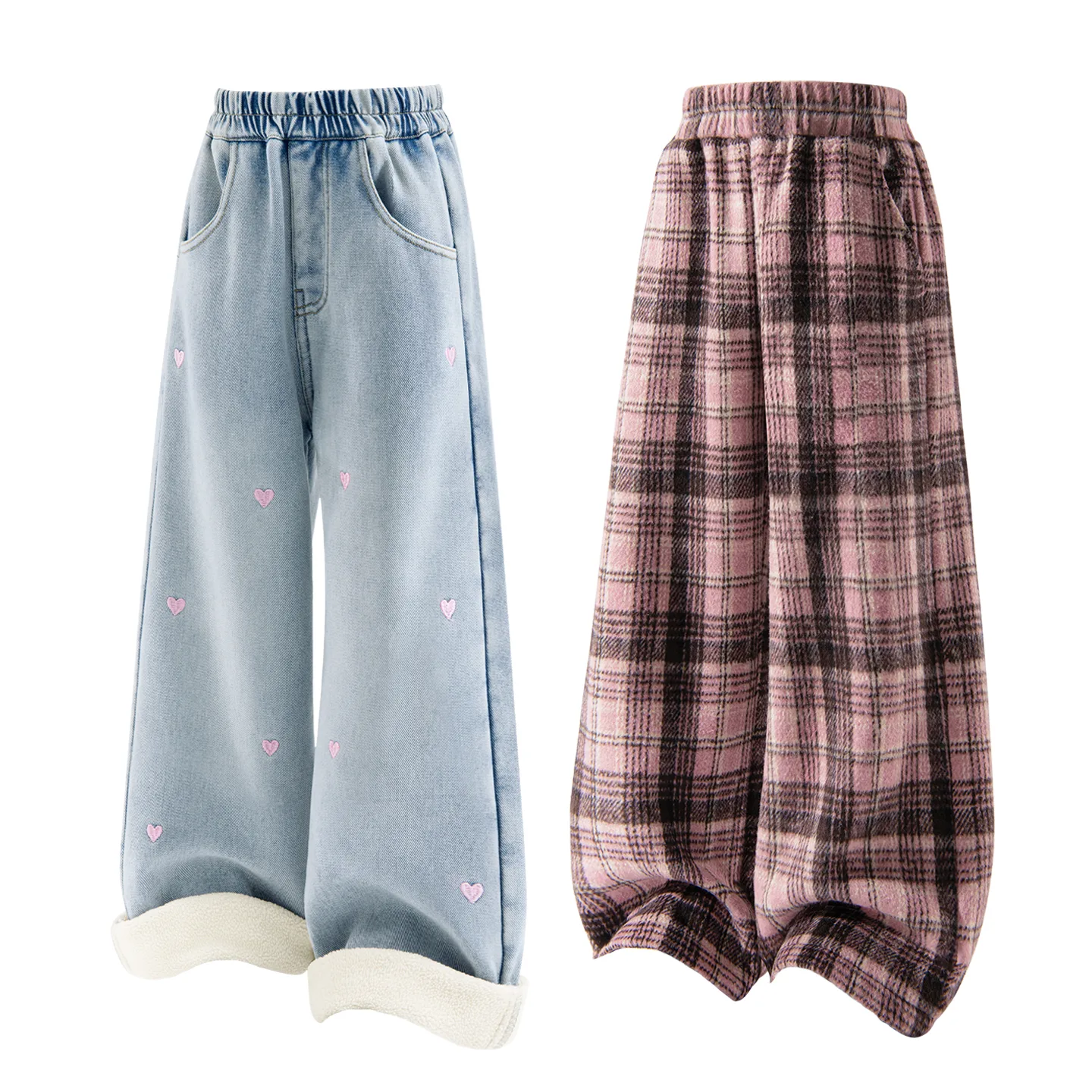 Детская повседневная спортивная толстовка Disney, [Thickened and Fleece-Lined]Solid Color Denim Light Blue+Solid Color Red Plaid — фото 3