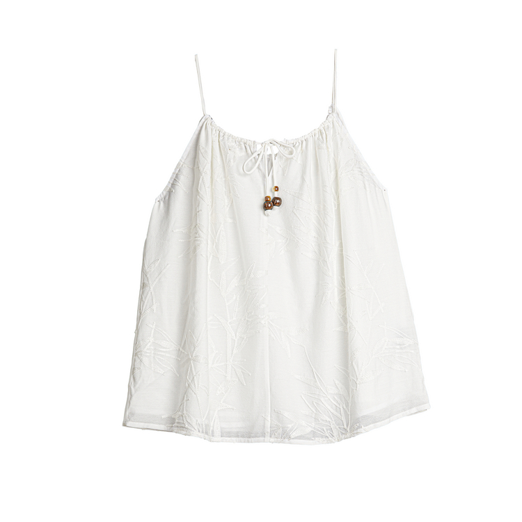 

ELLE Топ-майка женская белая с круглым вырезом умеренно прямого кроя