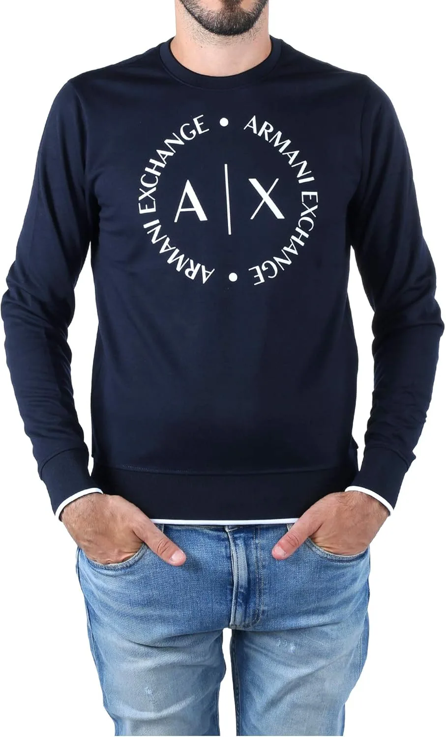 

A|X ARMANI EXCHANGE мужской лонгслив с большим логотипом