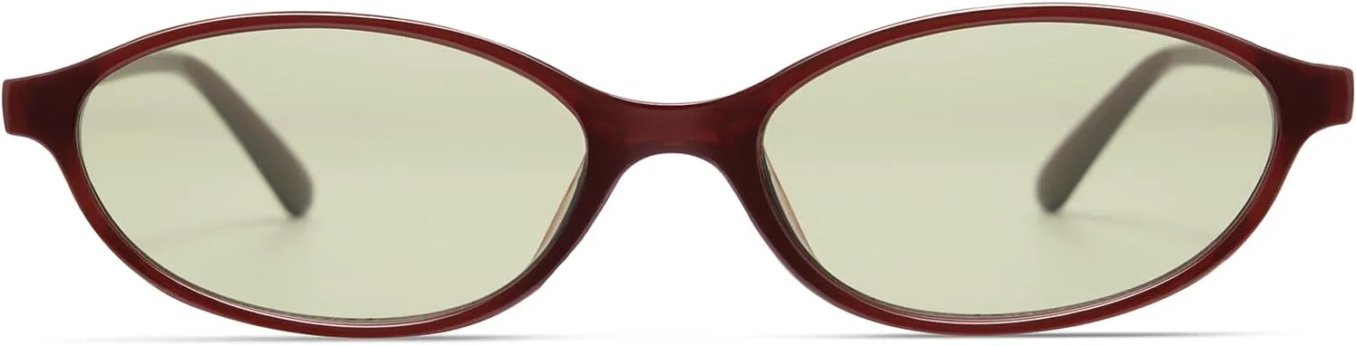 

Ретро овальные солнцезащитные очки для женщин, модные, маленькие, в стиле 90-х, винтажная узкая оправа «кошачий глаз», GM9603 GIGIMOTTE, Brown Frame/Green Lens