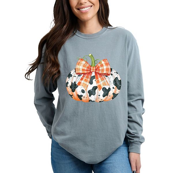 

Кофта Cow pumpkin coquette distressed с длинным рукавом Simply Sage Market, Grey