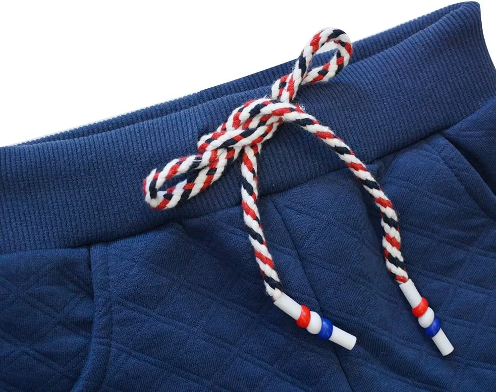 Спортивные длинные брюки KISBINI из хлопка для мальчиков, Navy — фото 3