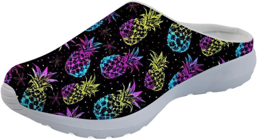 

Женские мюли Forchrinse South Indian Aztec с полоской, тапочки на плоской подошве с поддержкой свода стопы, для ходьбы, садовые сабо, легкие, Hawaiian Pineapple