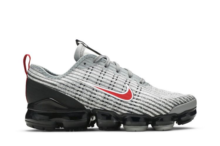 Кроссовки Nike Air VaporMax Flyknit 3 GS 'Particle Grey University Red', серый — фото 2