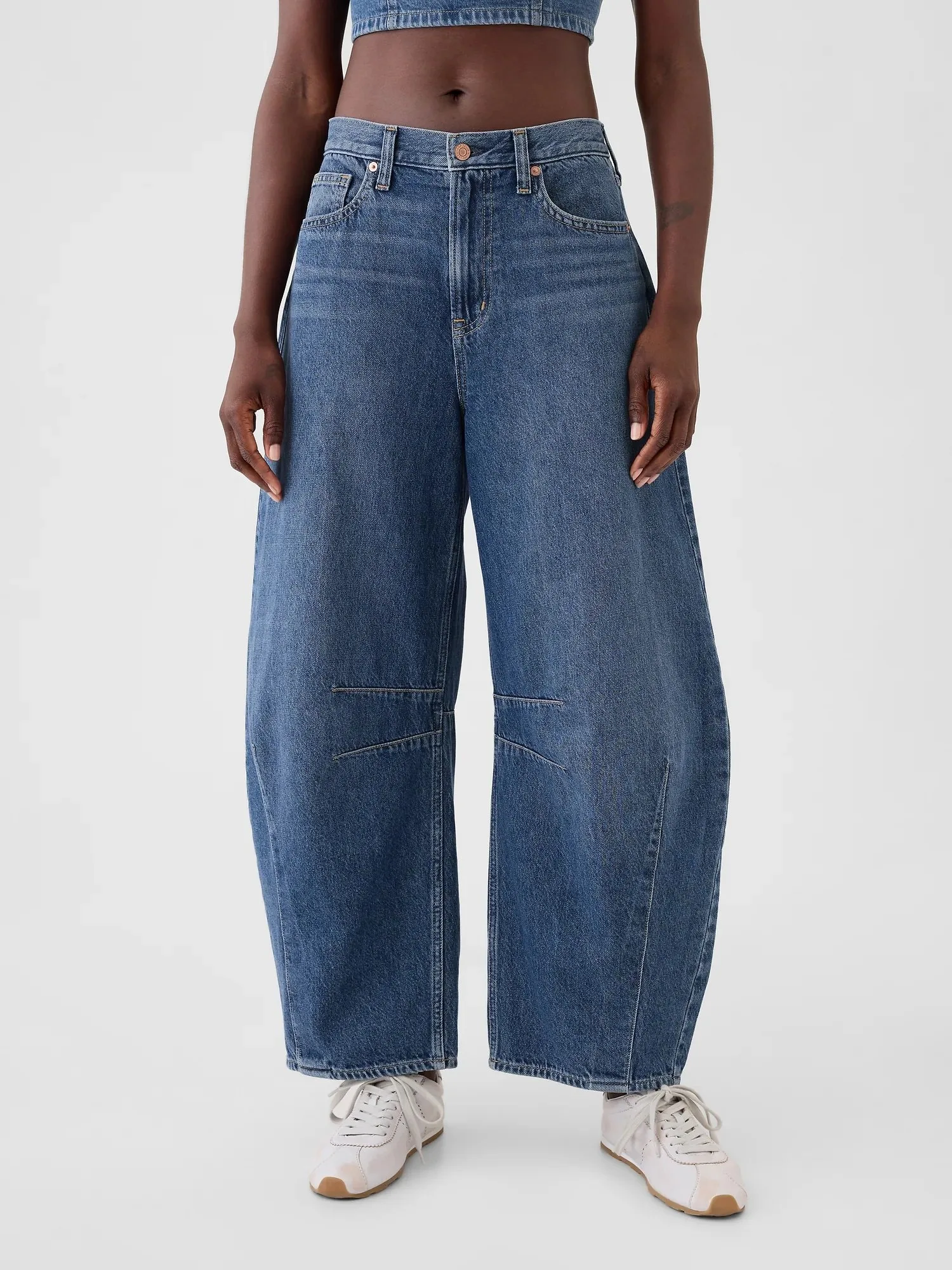 (W) Джинсы с высокой посадкой в форме подковы GAP, DARK_INDIGO — фото 2