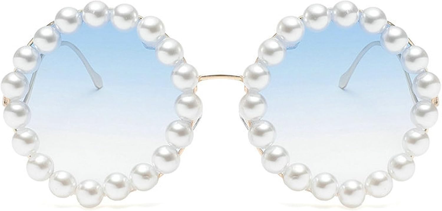 

Женские солнцезащитные очки COTIA с круглыми очками и жемчужным блеском, модные, большого размера, ручной работы, элегантные, в стиле ретро, ​​для вечеринок, модель W37, Blue