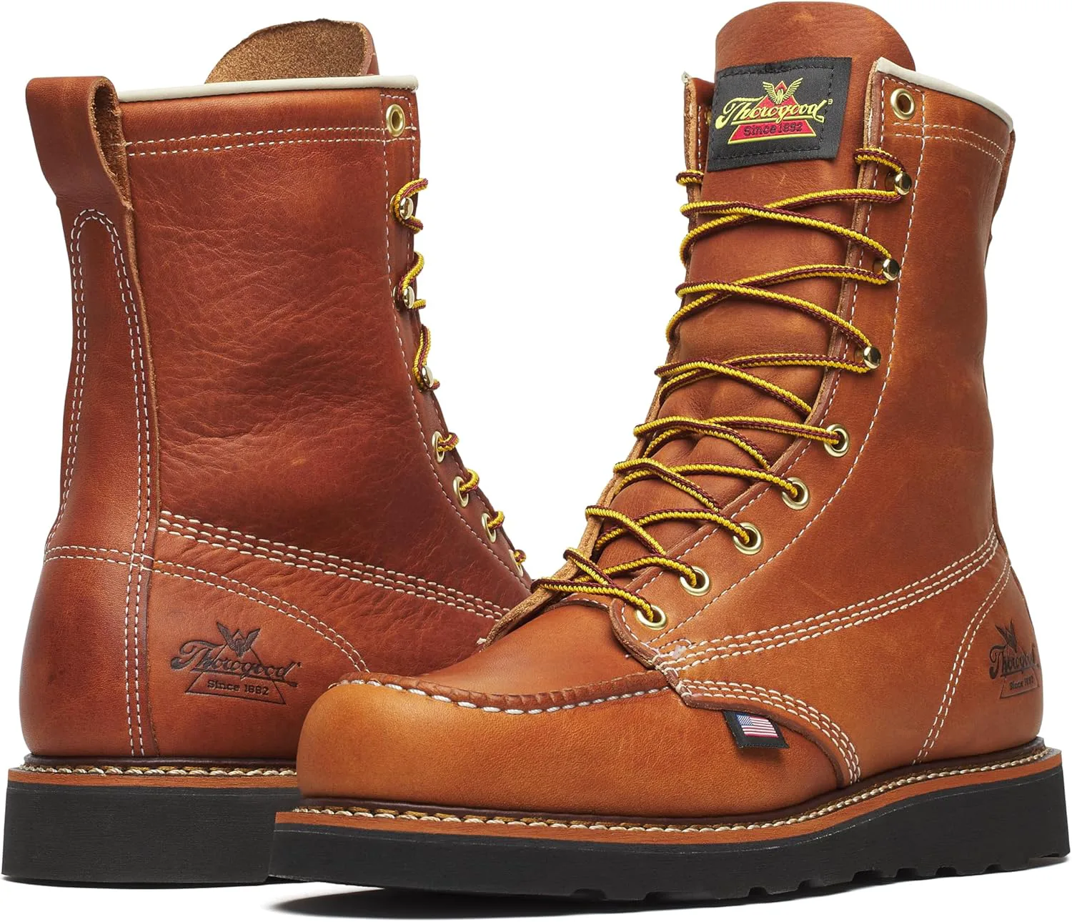 Рабочие ботинки Thorogood American Heritage 8" с металлическим носком, полностью из натуральной кожи, с клиновидной подошвой и стелькой с амортизацией — фото 4